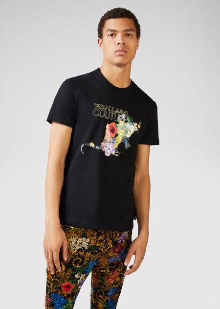 Tricouri Versace Floral Logo Barbati | SUPKFGA-13